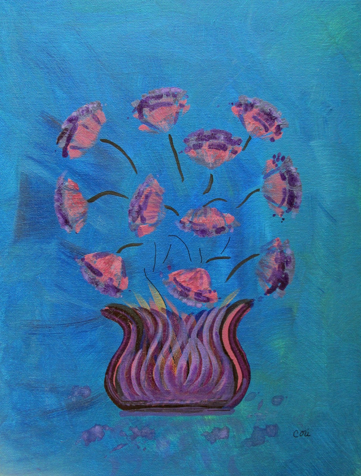 Original 11 x 14 inch acrylic on canvas board: “Cute Bouquet”, unframed