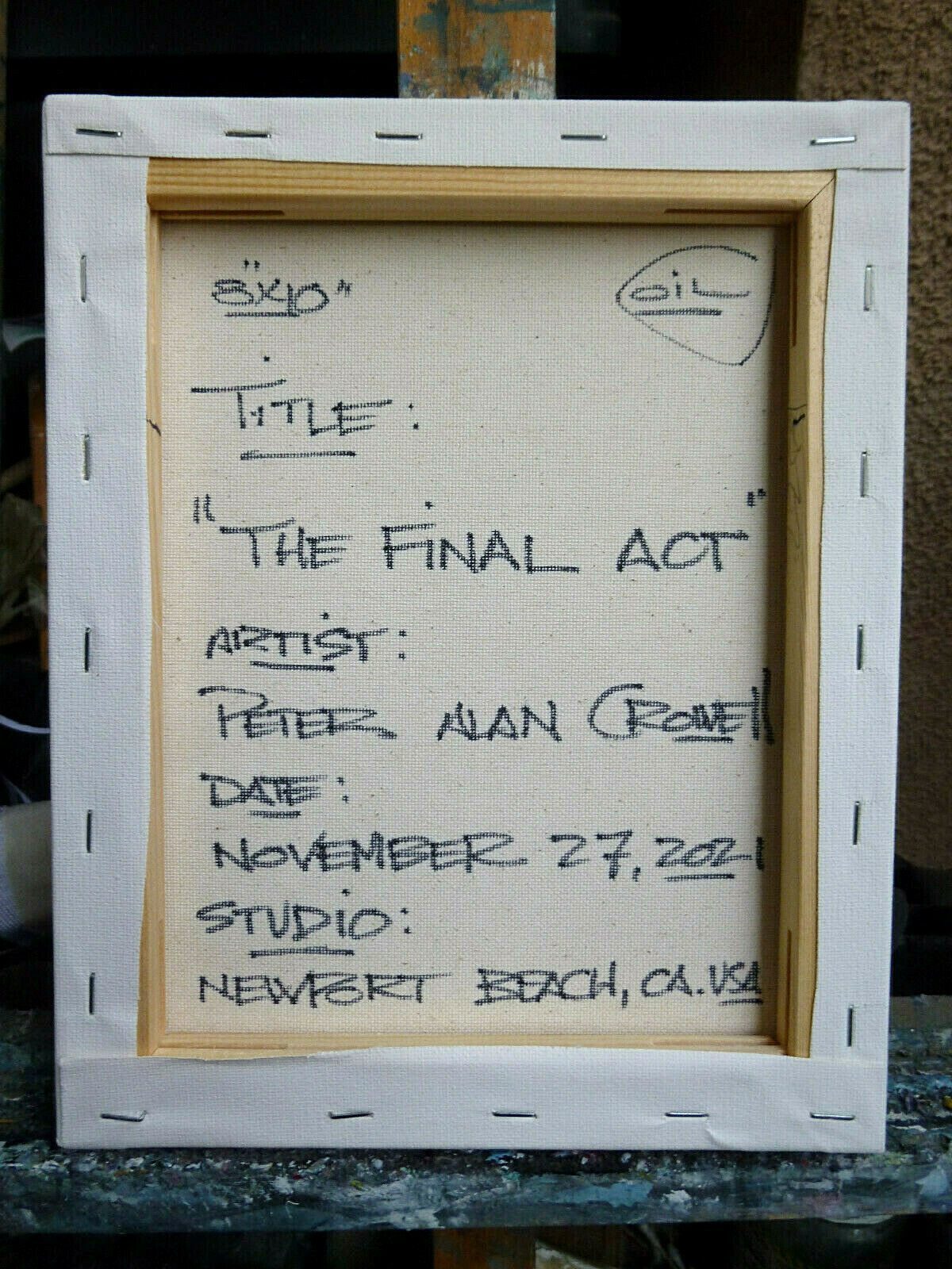 THE FINAL ACT abstract NEW painting 8×10 canvas original WOW art signed Crowell