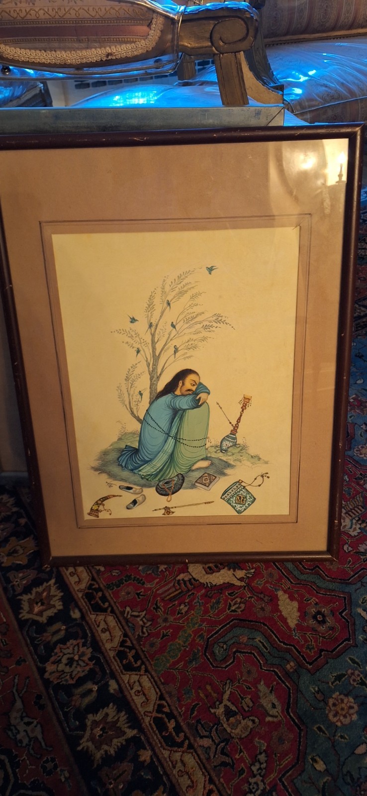 1940’s Water Color Painting Middle Eastern Omar Khayam Darvish Theme