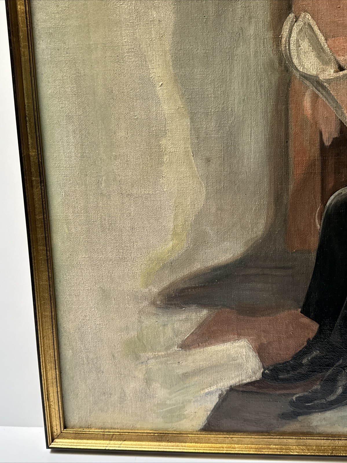 Antique Art Deco Painting Portrait Man Men Reading Large Oil Mystery 1920’s