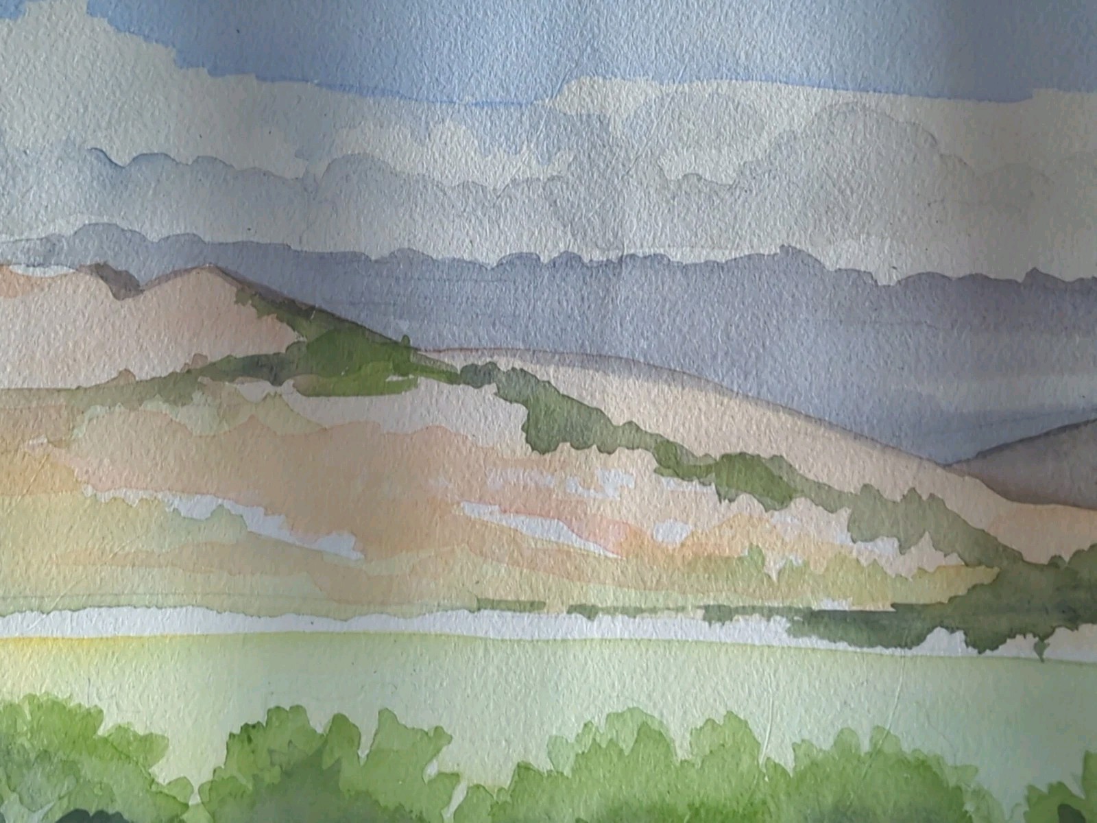 Vintage Watercolor Landscape Painting. Framed Original Signed Art 1994