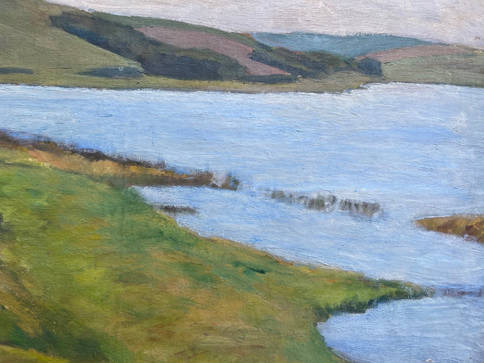 Impressionist Wide Coastal Landscape Oil Painting 1929 Dated