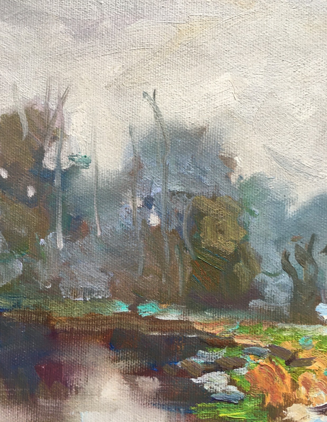 Oil painting Clouds Ukrainian painter Canvas Unframed Decor original landscape