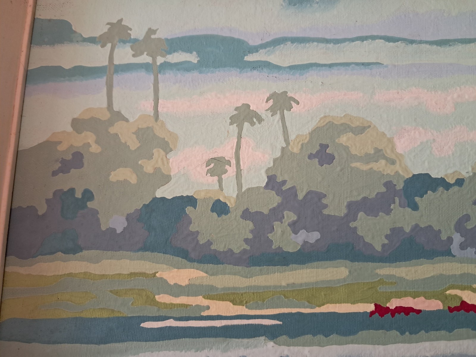Pair 19×25 Vintage Tropical Paint by Number Paintings Framed in Paraguay!