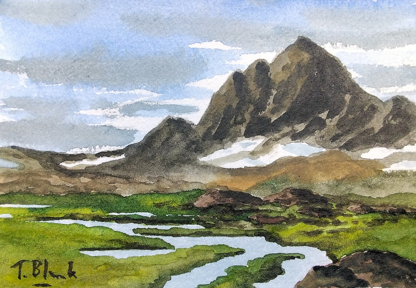 ORIGINAL WATERCOLOUR – Landscape in Iceland.