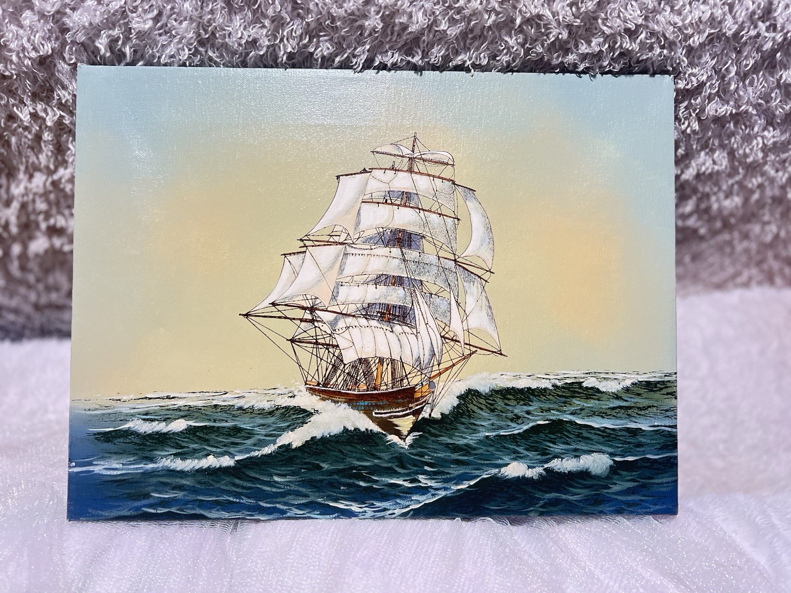 Vintage Tall Ship Oil Painting~Signed R. Smith~ Maritime Seascape Sailing Ocean