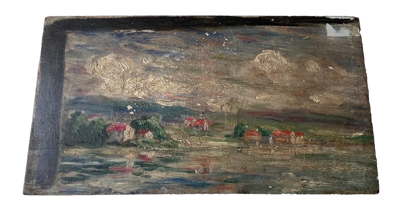 Early 20th French Impressionism – Antique Oil Painting – Study Stormy Landscape