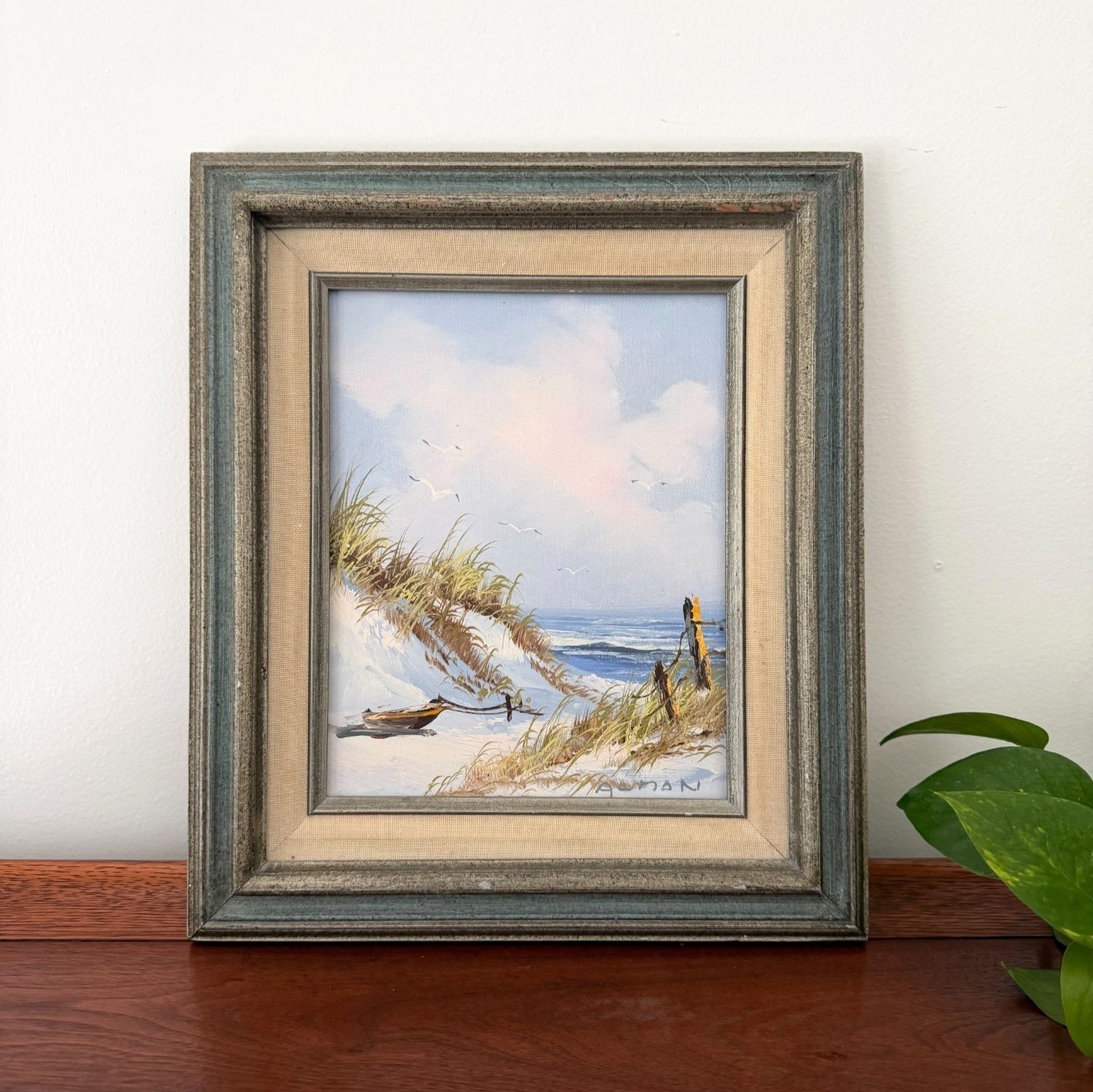 Beach Scene Oil on Canvas Signed Original