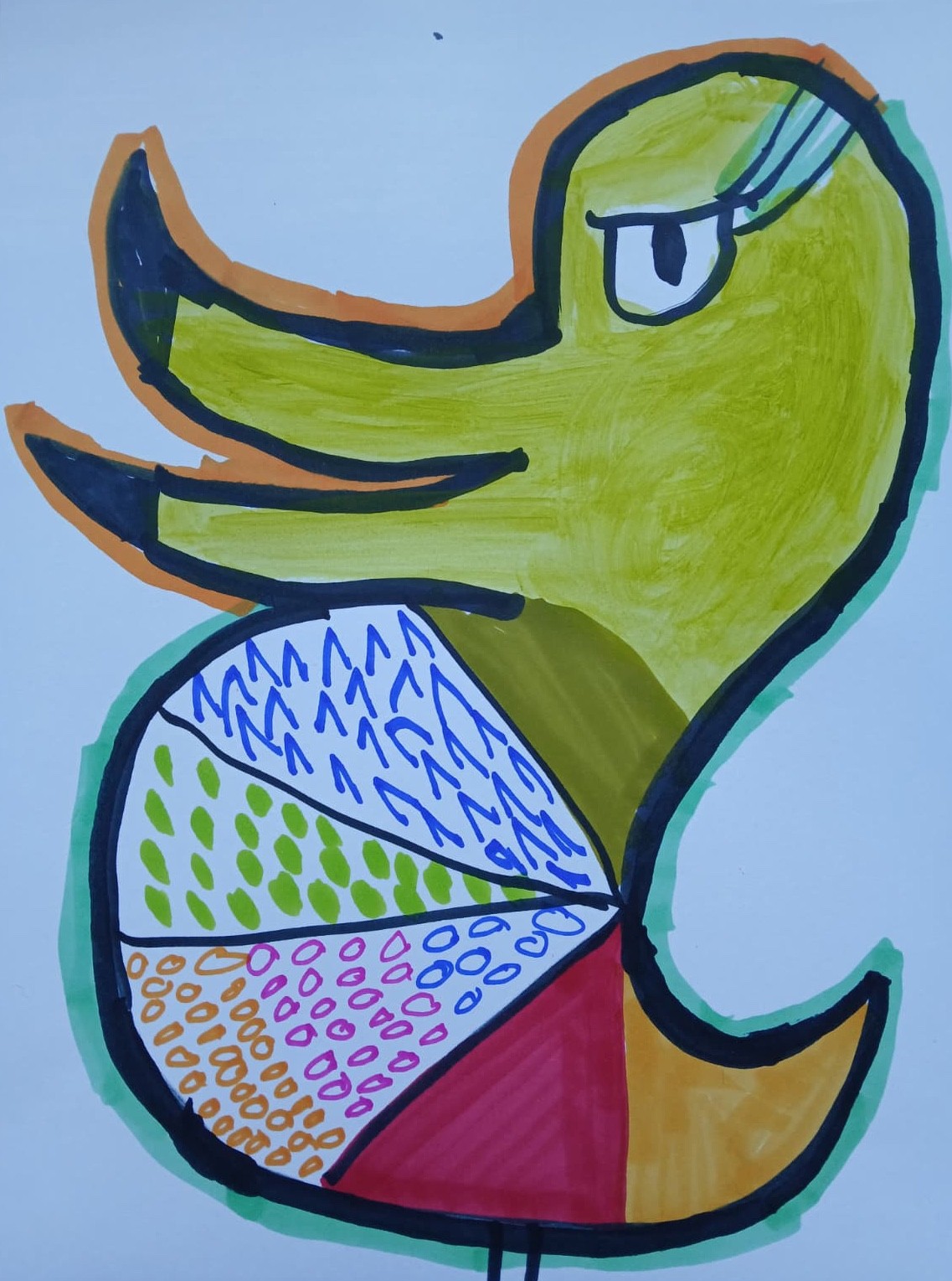 Abstract Expressionism 9 x 12 ” Dapper Duck Colorful Painting Modern Street Art