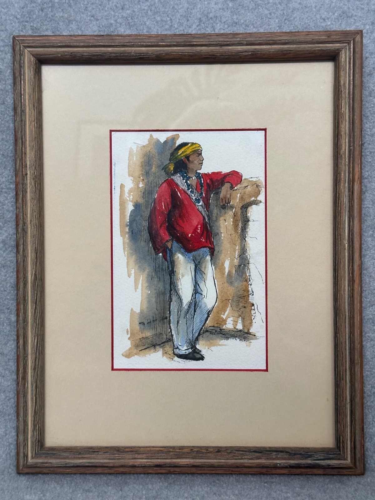 Carolyn Bunch Original Watercolor & Ink Painting “Young Man- Zuni Pueblo”