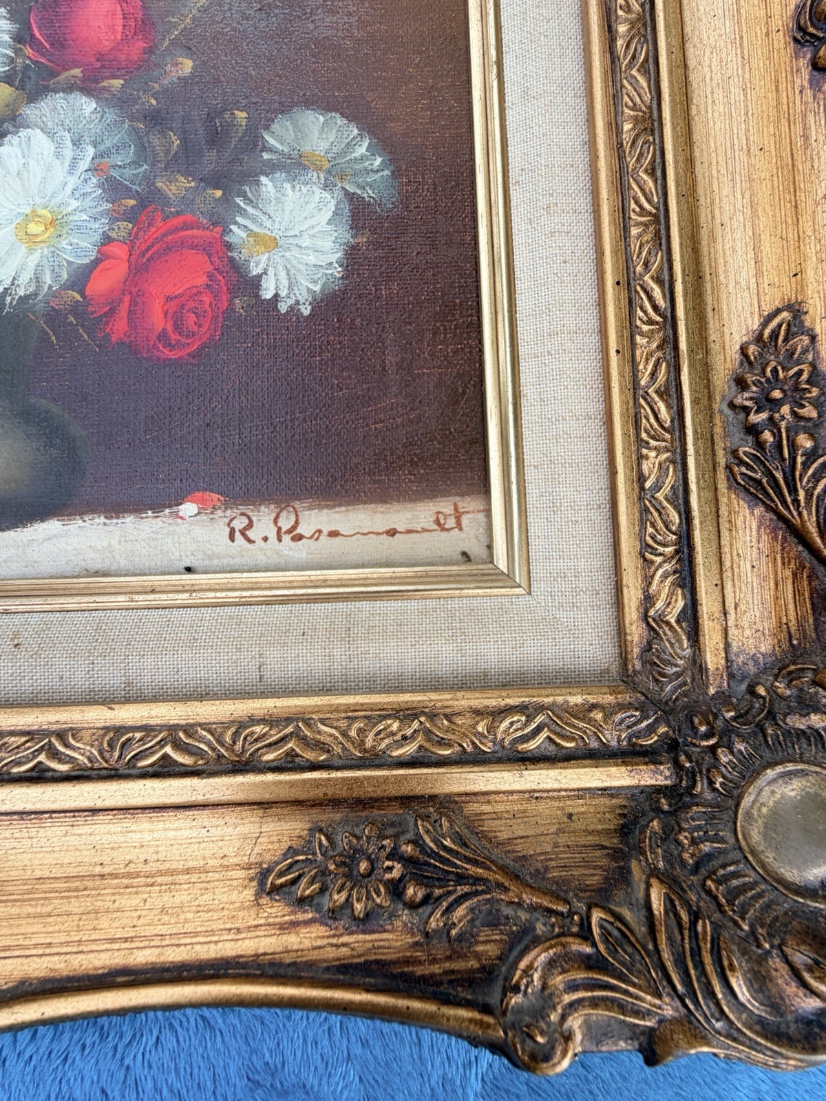 2 – ROY PASANAULT ORIGINAL OIL ON CANVAS FLORAL VASE PAINTINGS SIGNED