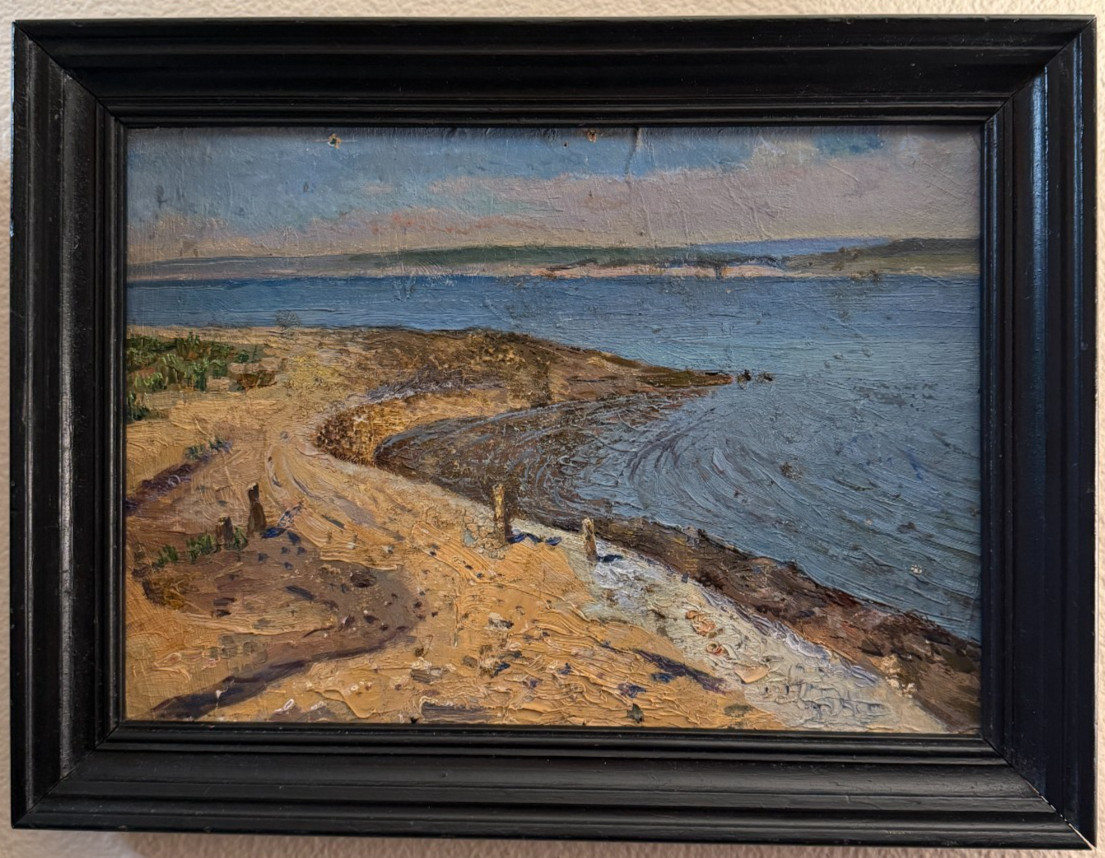 Vintage Mid Century Original Impressionist Coastal Landscape Oil Painting Framed