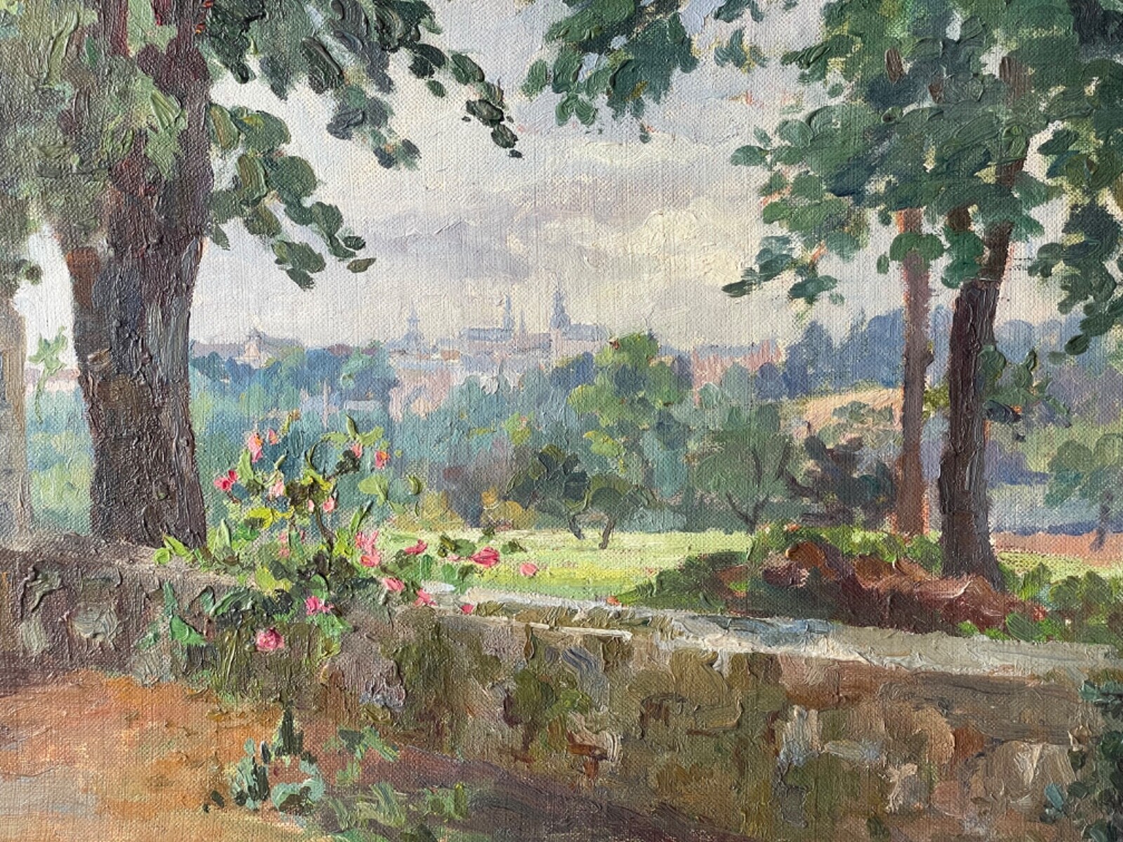 Paul Emile PISSARRO (circle) IMPRESSIONISM SPRING COUNTRYSIDE OIL PAINTING 1920