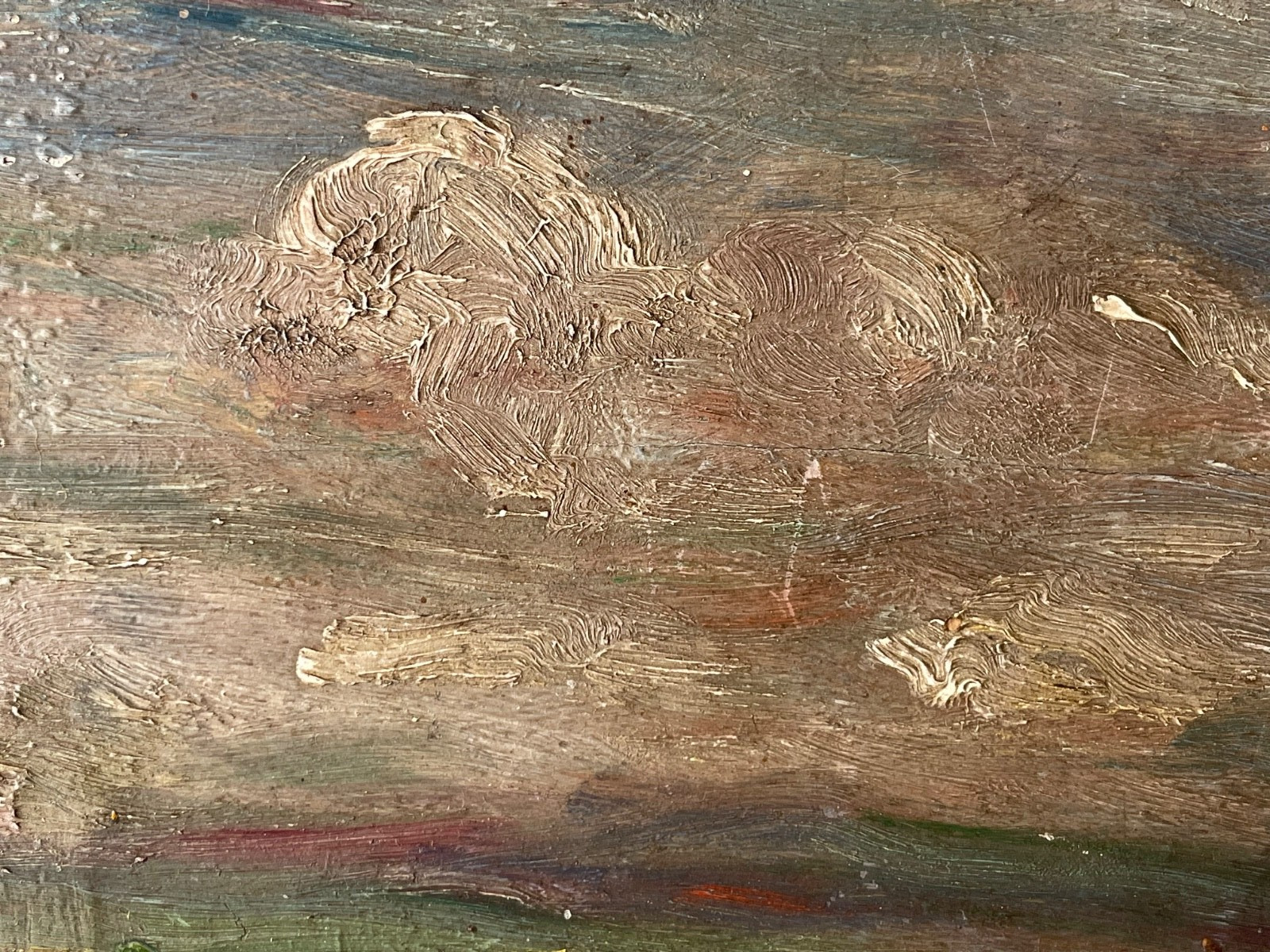 Early 20th French Impressionism – Antique Oil Painting – Study Stormy Landscape