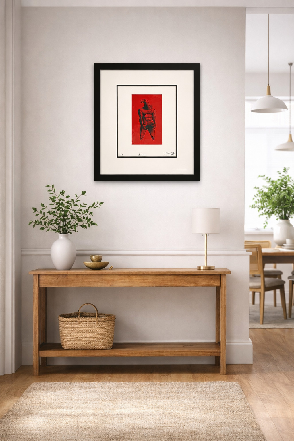Longo Signed Red Figurative Art Print Framed Modern Contemporary Wall Decor