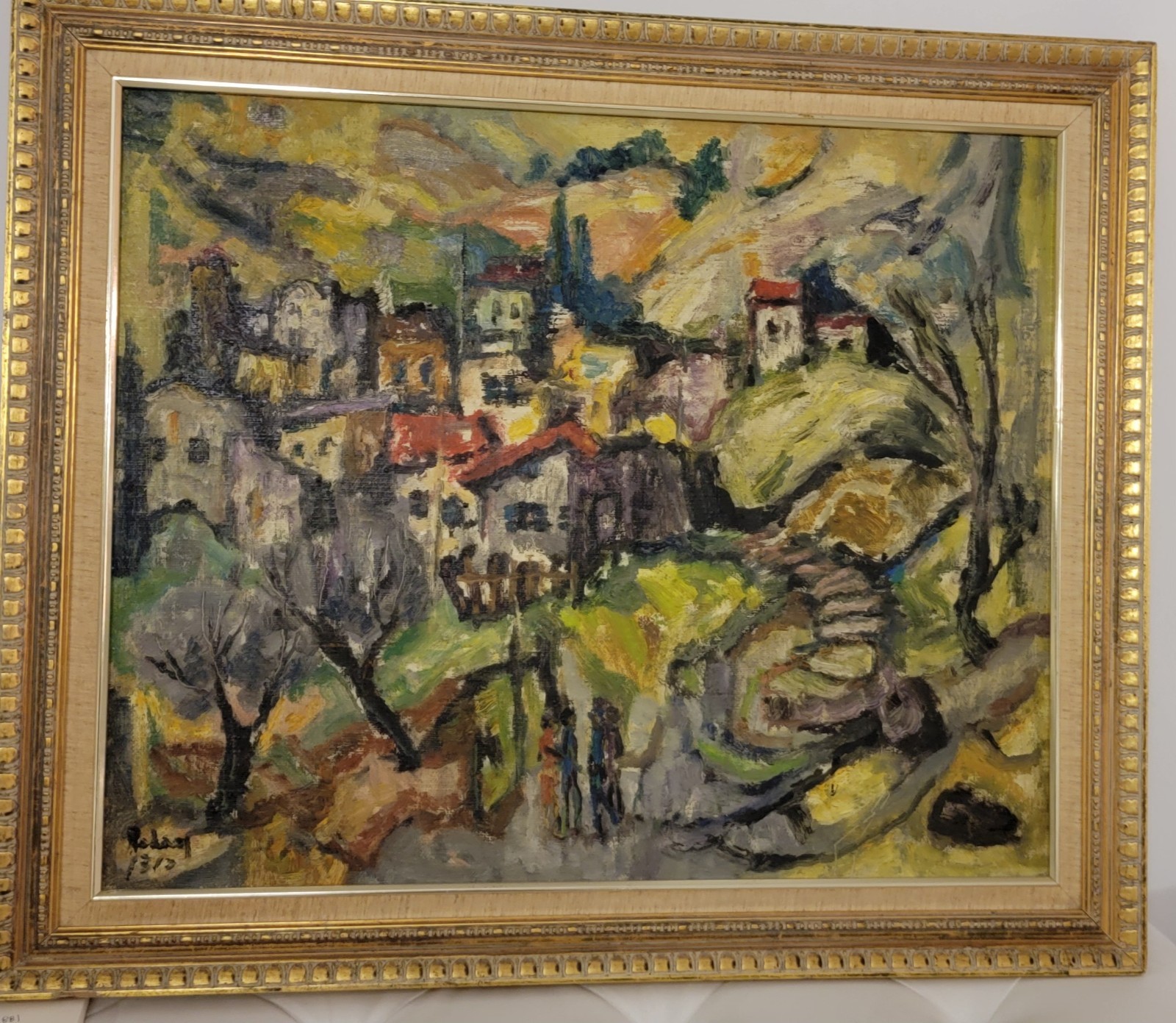 Rebaj Landscape Impressionism Framed Signed Painting on Canvas 1973, 28 x 23 in