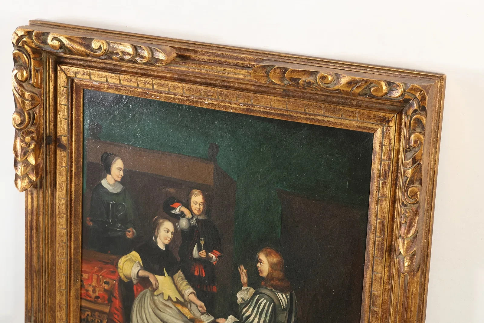 “Presentation of the Medallion” after Caspar Netscher,17th-century Dutch Painter