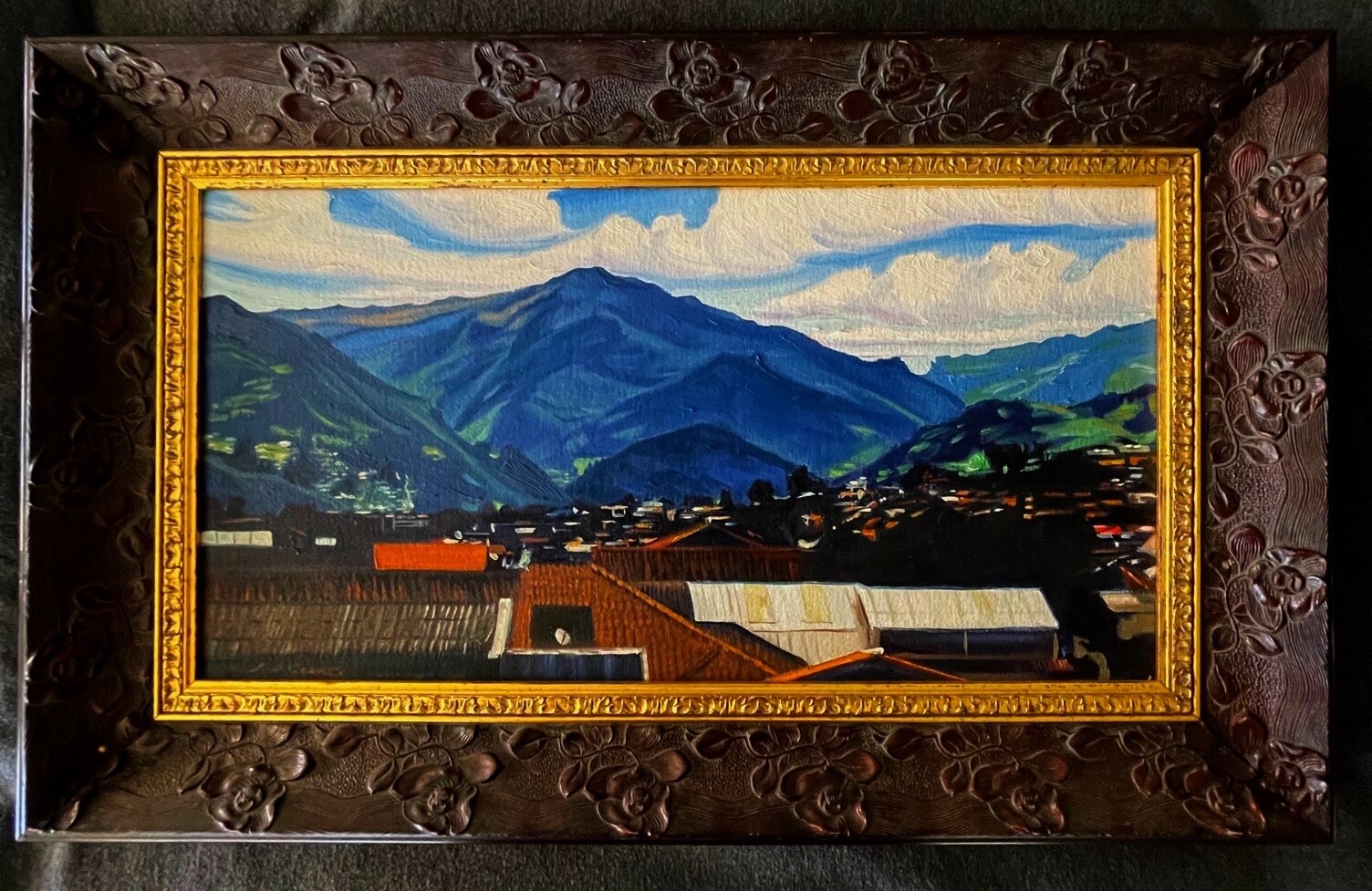 Signed Framed Original Impressionist Oil Painting – Italian Mountain Village