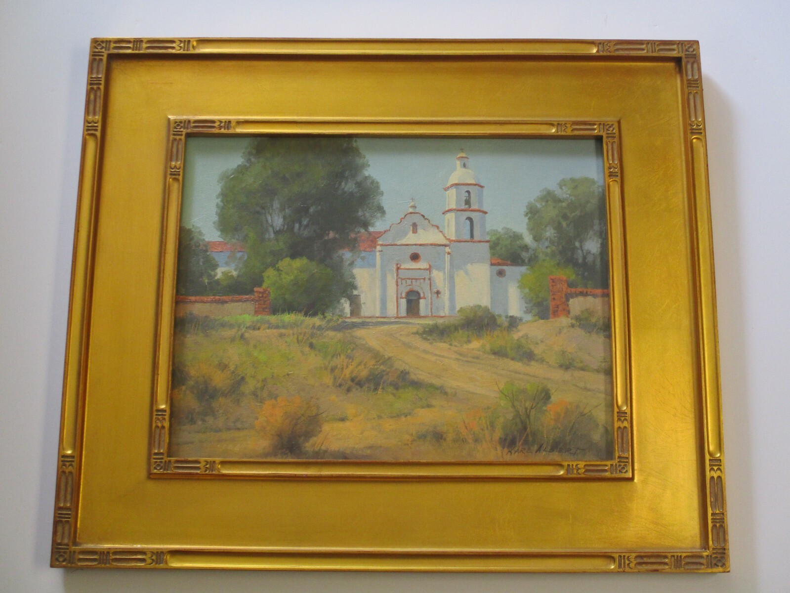 KARL ALBERT OIL PAINTING EARLY CALIFORNIA MISSION LANDSCAPE HISTORIC Vintage