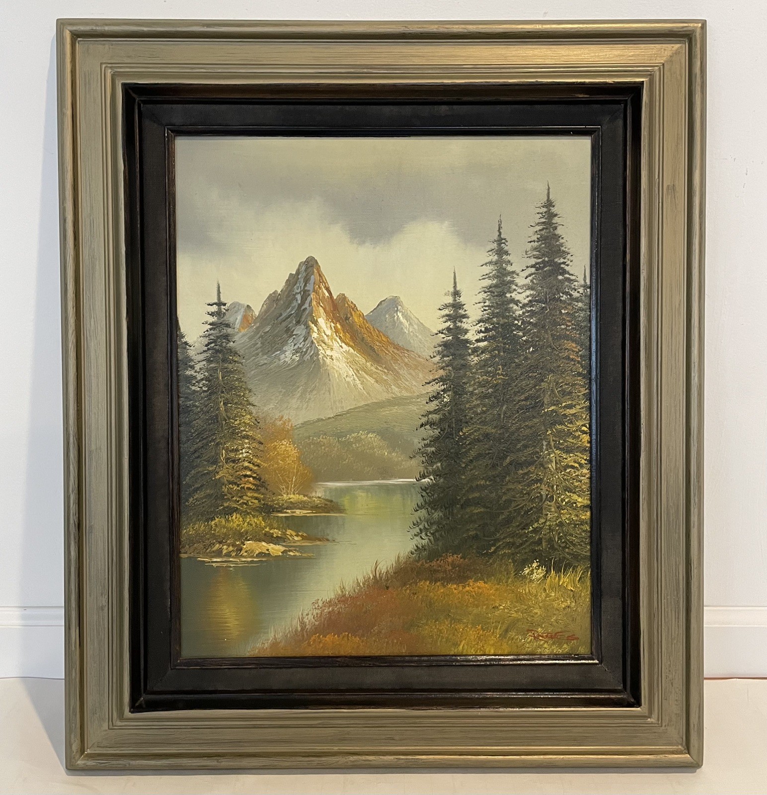 Vintage Oil Painting On Canvas Landscape Signed Framed Signed Framed 24” x 28”
