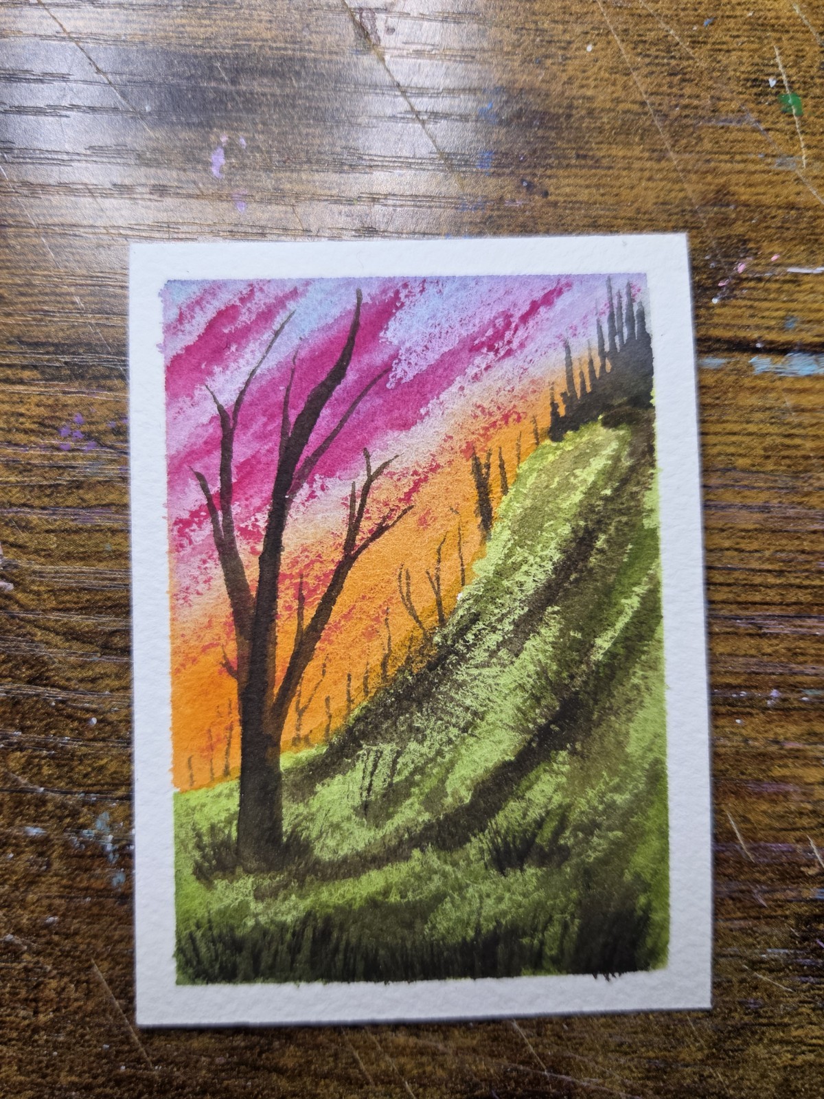 ACEO Original Watercolor Series “Erie Trees” 3 of 4 2.5×3.5