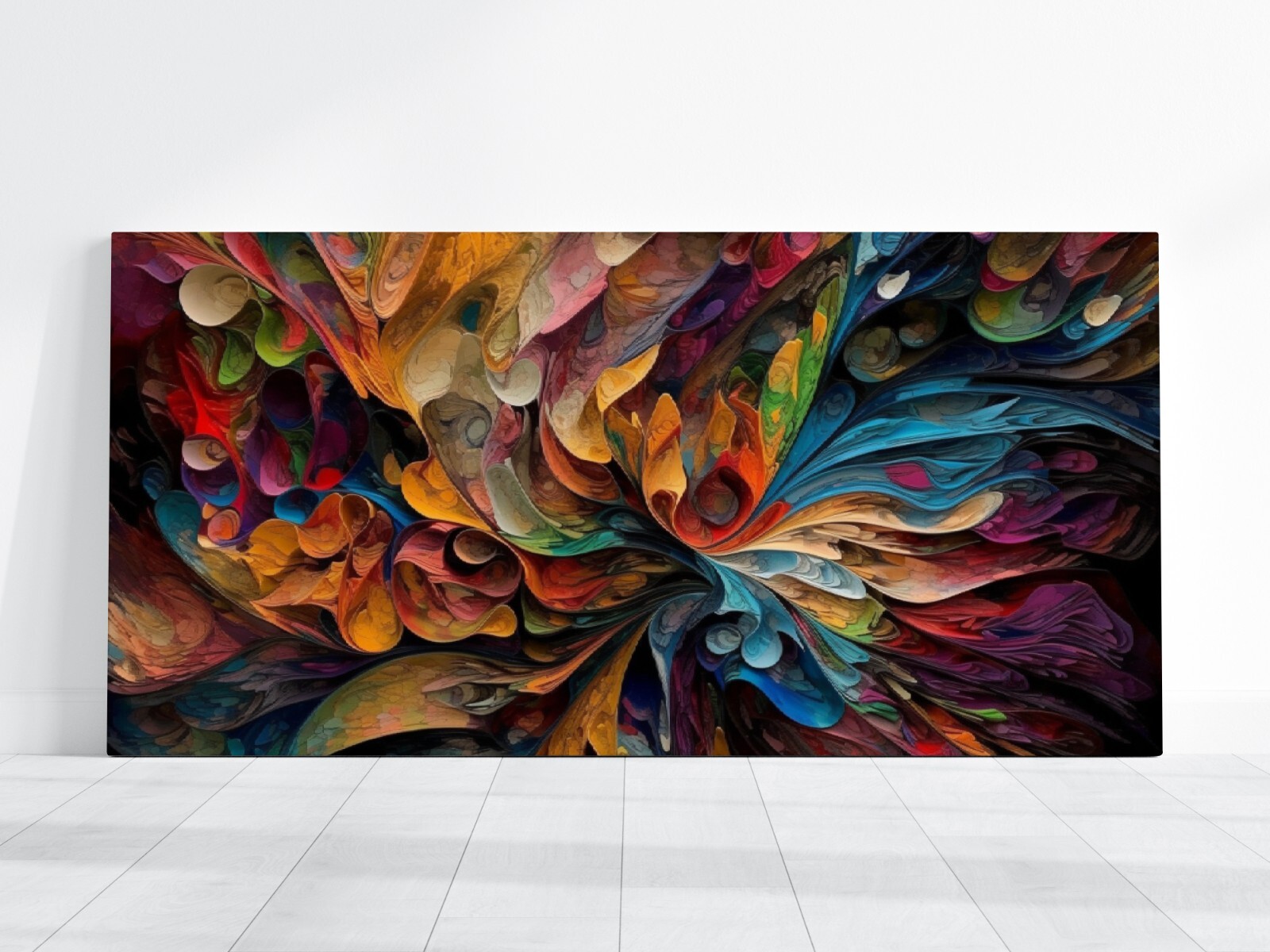 Colorful Abstract Painting, Swirling Colors, Rainbow Canvas Modern Art Print