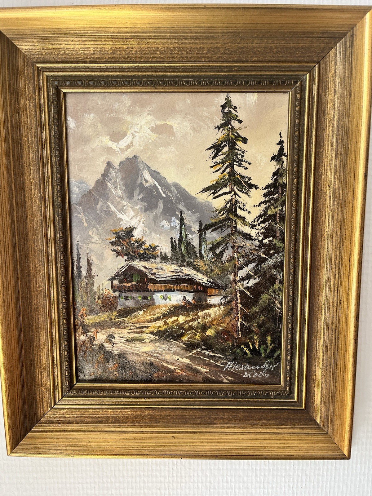 Oil painting Alexander Koch, mountain farm, inventory number 18/24 L. 468/60.