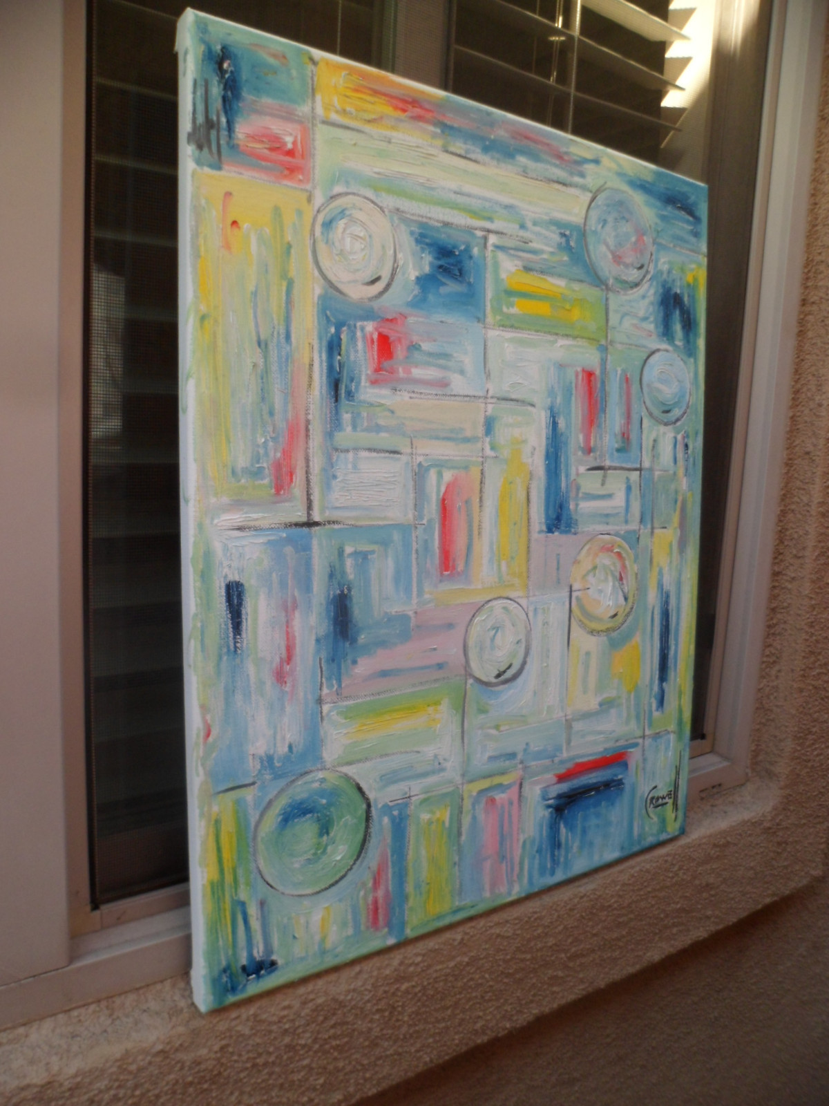 abstract THE LOST HORIZON big 16×20 canvas original oil painting signed CROWELL