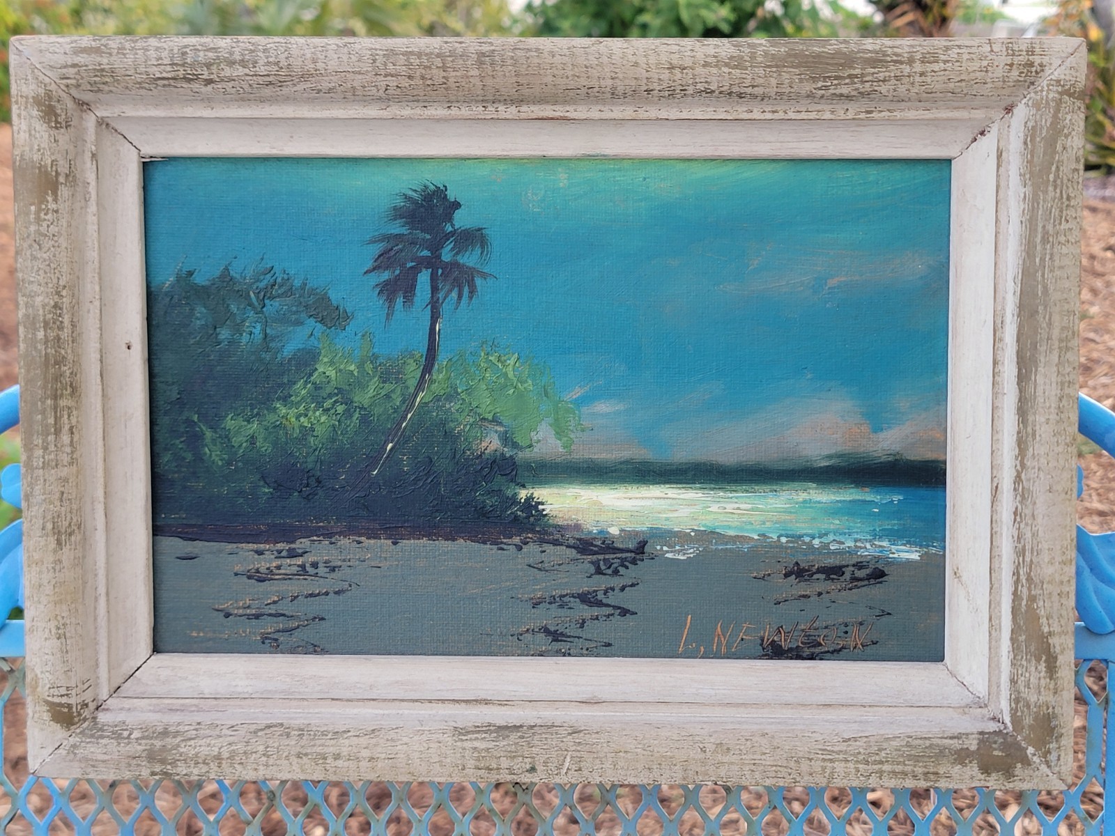 Lemual (Lem) Newton, Florida Highwaymen, Oil On Upson Painting