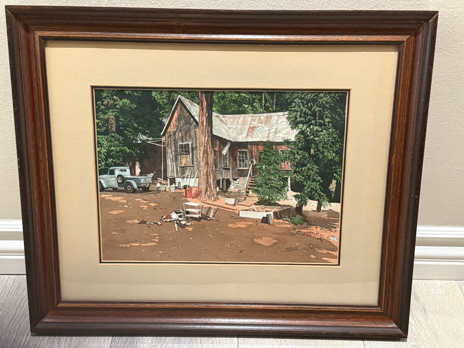 Original Tasia Landscape Watercolor Painting, Signed & Framed, 14 1/2″ x 10 3/4″