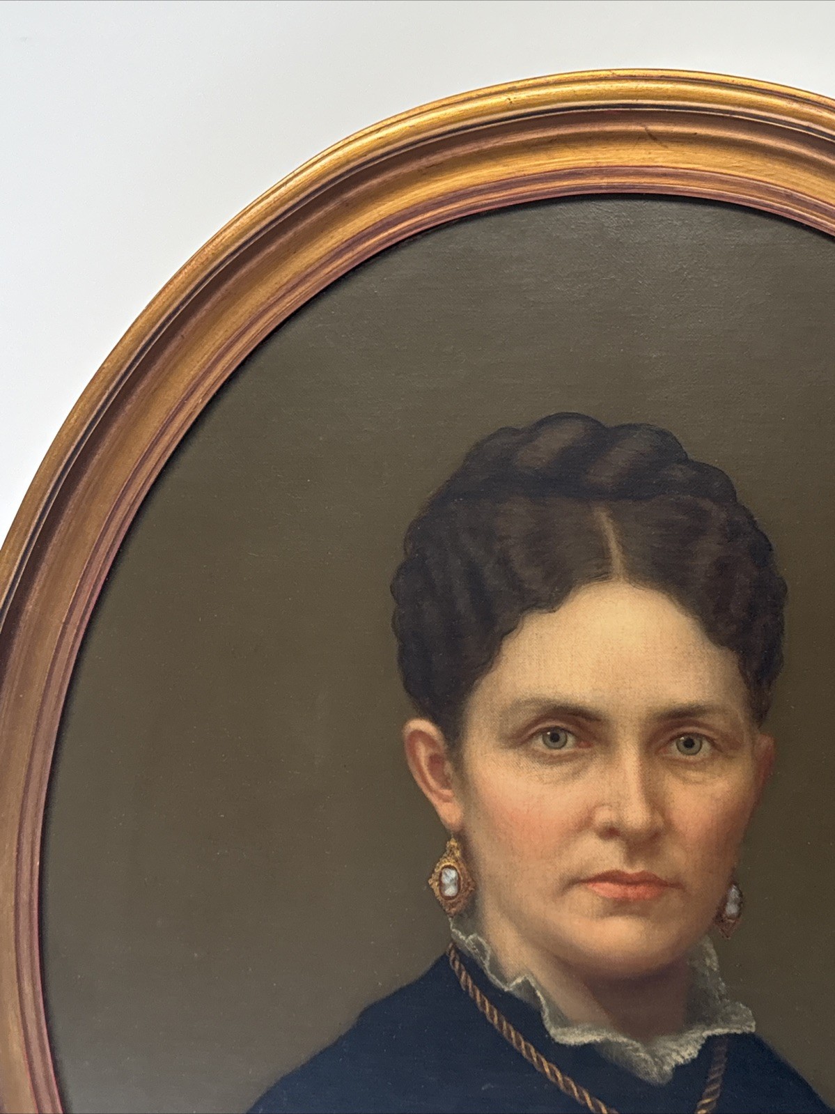 Antique Portrait Painting American Pretty Woman Female Model Estate Heirloom Oil