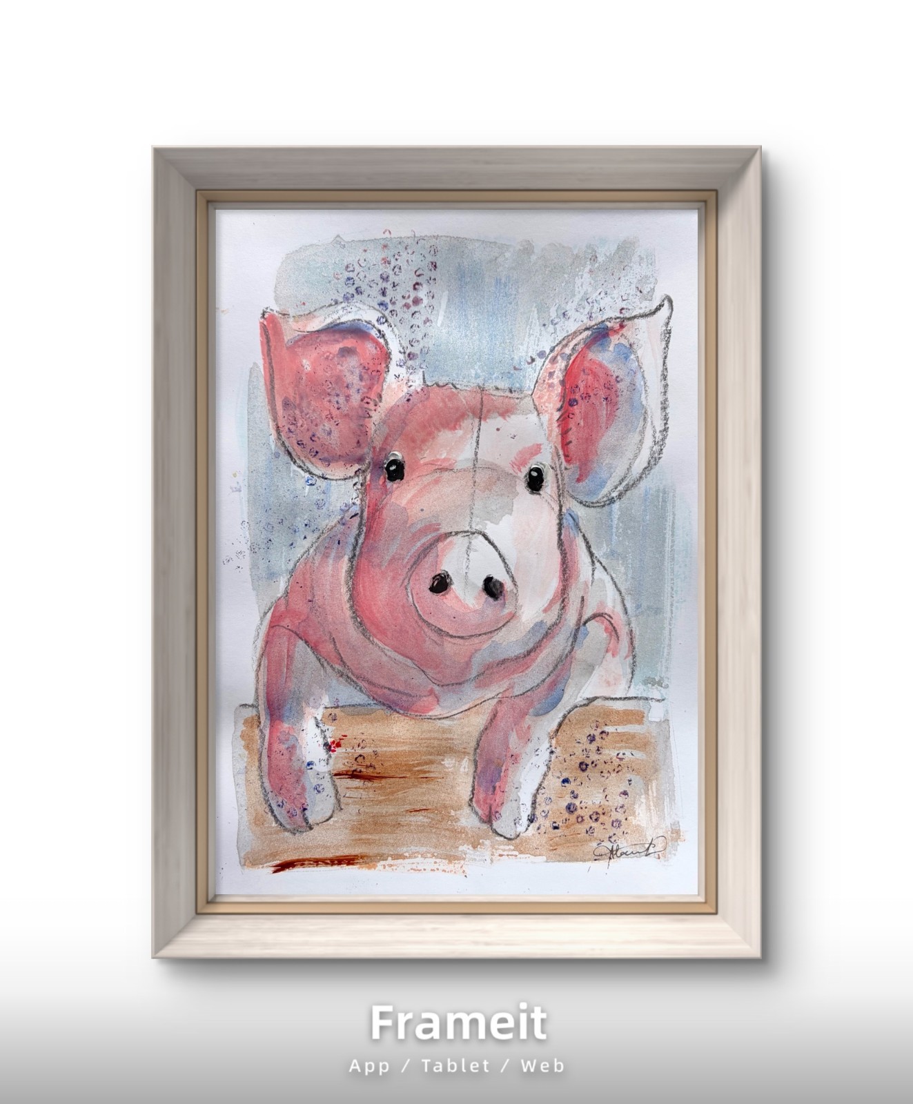 Original Pig 4 Acrylic Painting by Alannah Dyer- 9×12 in. Farm Life Rustic Art