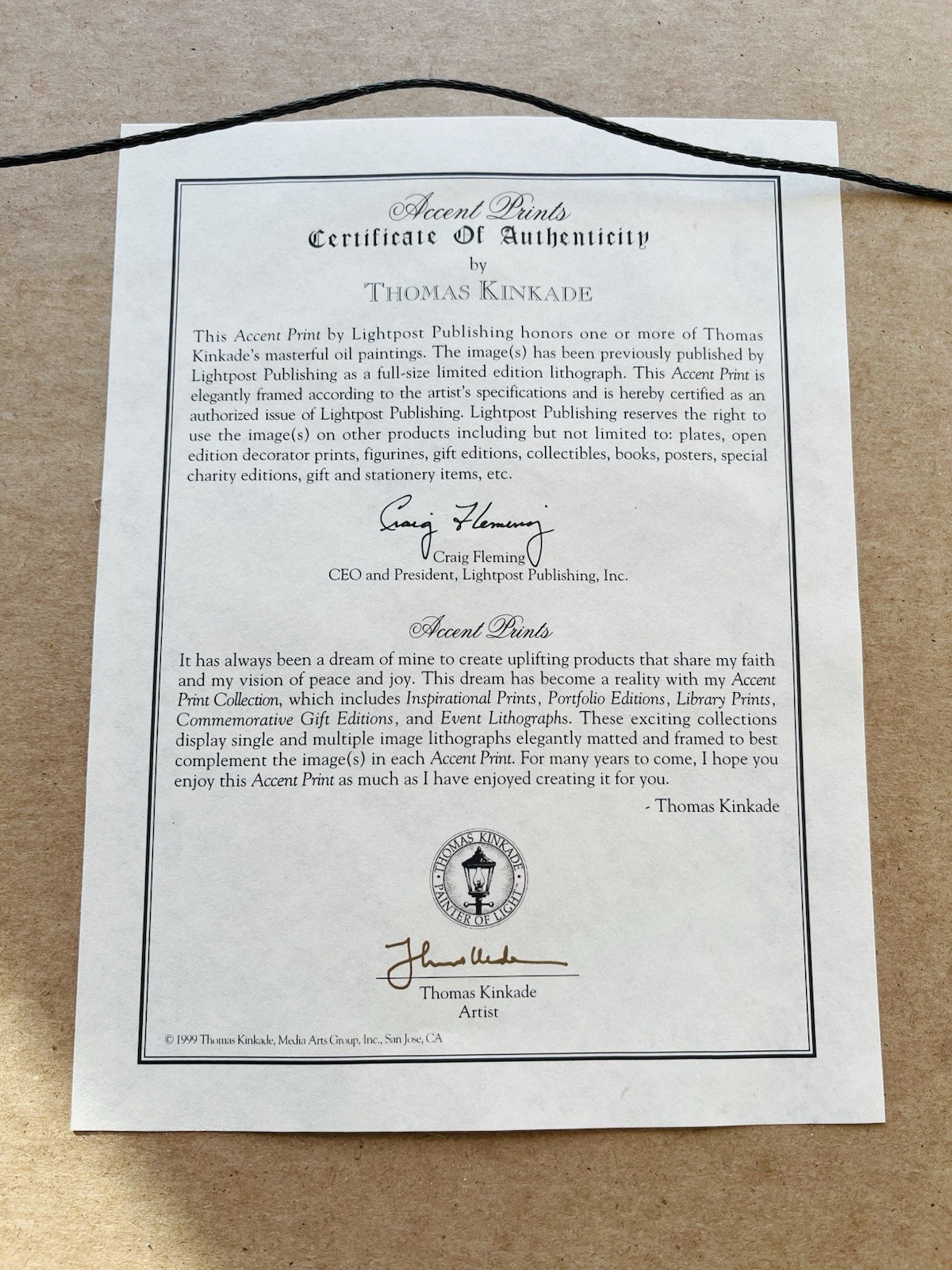 Thomas Kinkade’s Cobblestone Bridge Accent Print with COA, STUNNING Kindade