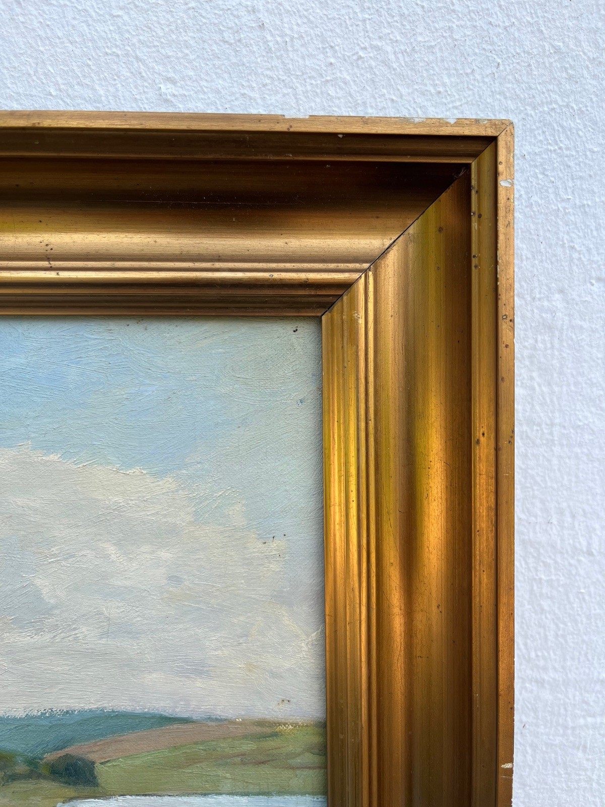 Impressionist Wide Coastal Landscape Oil Painting 1929 Dated