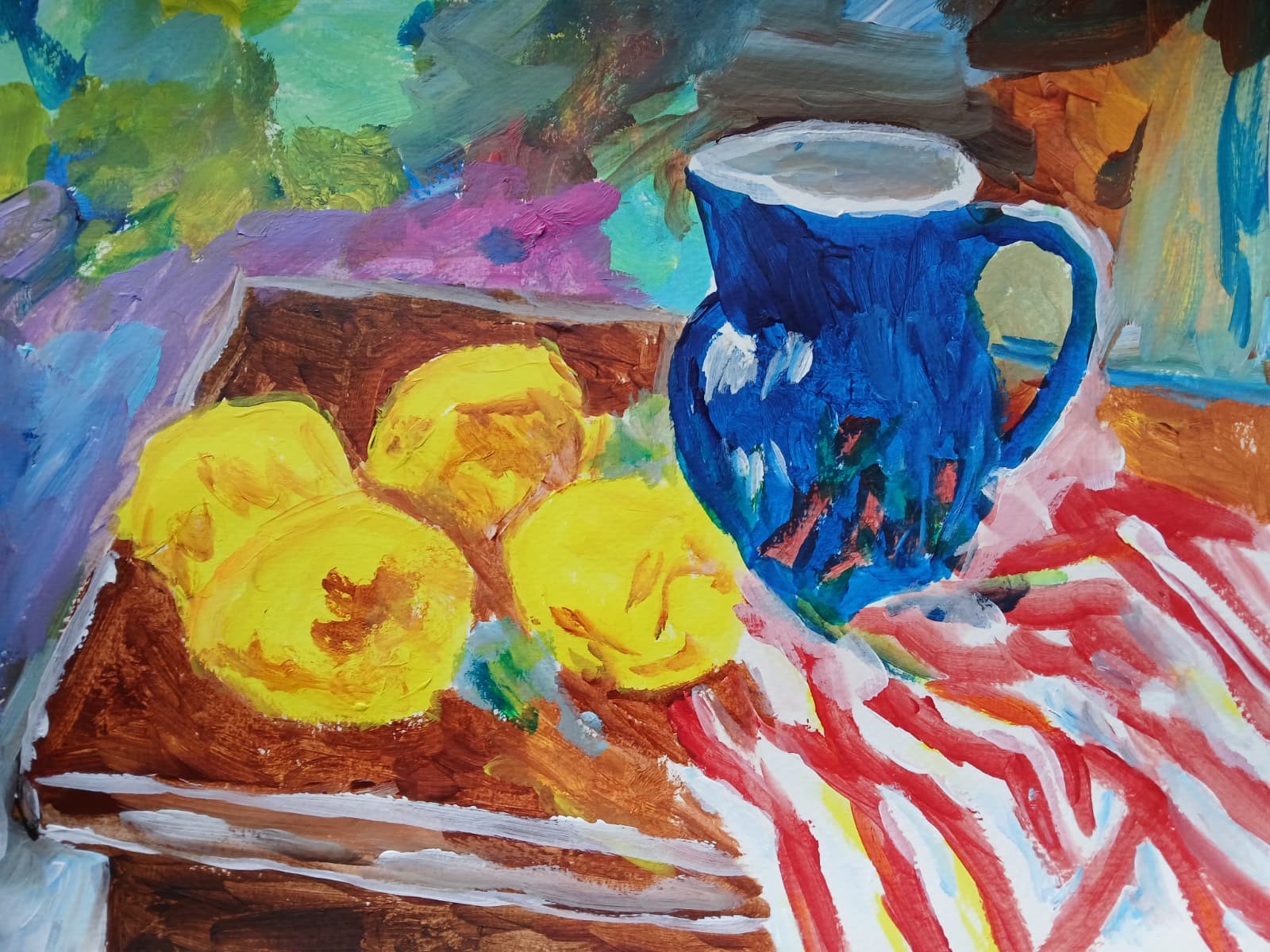 Abstract/Impressionism Lemonade Service 11×14 Handmade Colorful Art Painting