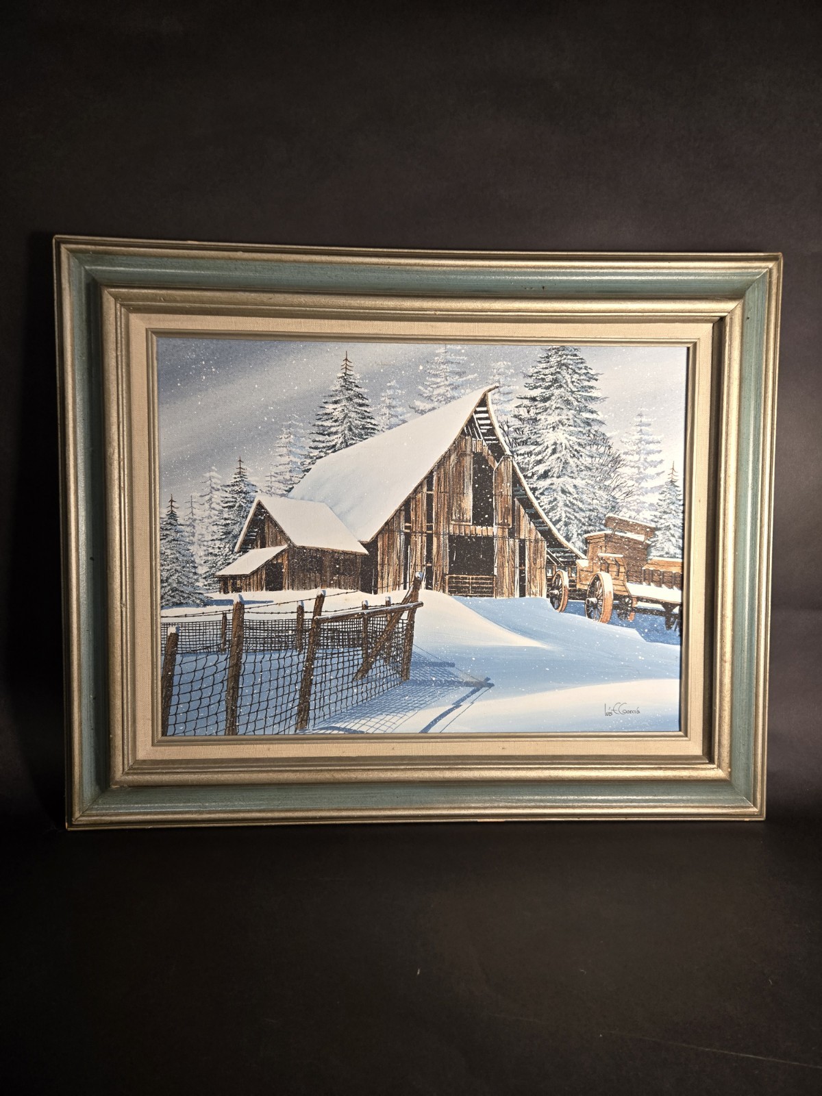 Original Oil Painting Landscape Farmland Vintage Framed Signed Wall Art Large