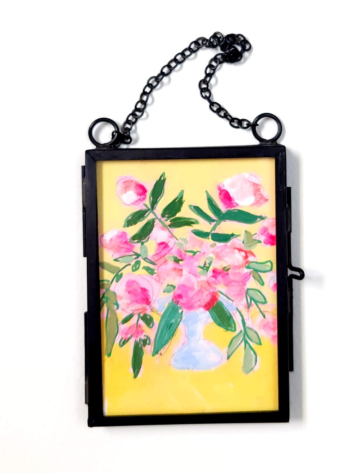 OriginalFramed Abstract Floral 2.5×3.5 Acrylic Mini Painting Wall Art ACEO