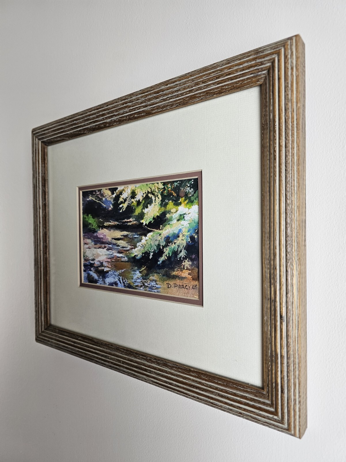 Vintage Original Signed D. Piercy Watercolor Painting 12.5×10.5 Framed Art 1985