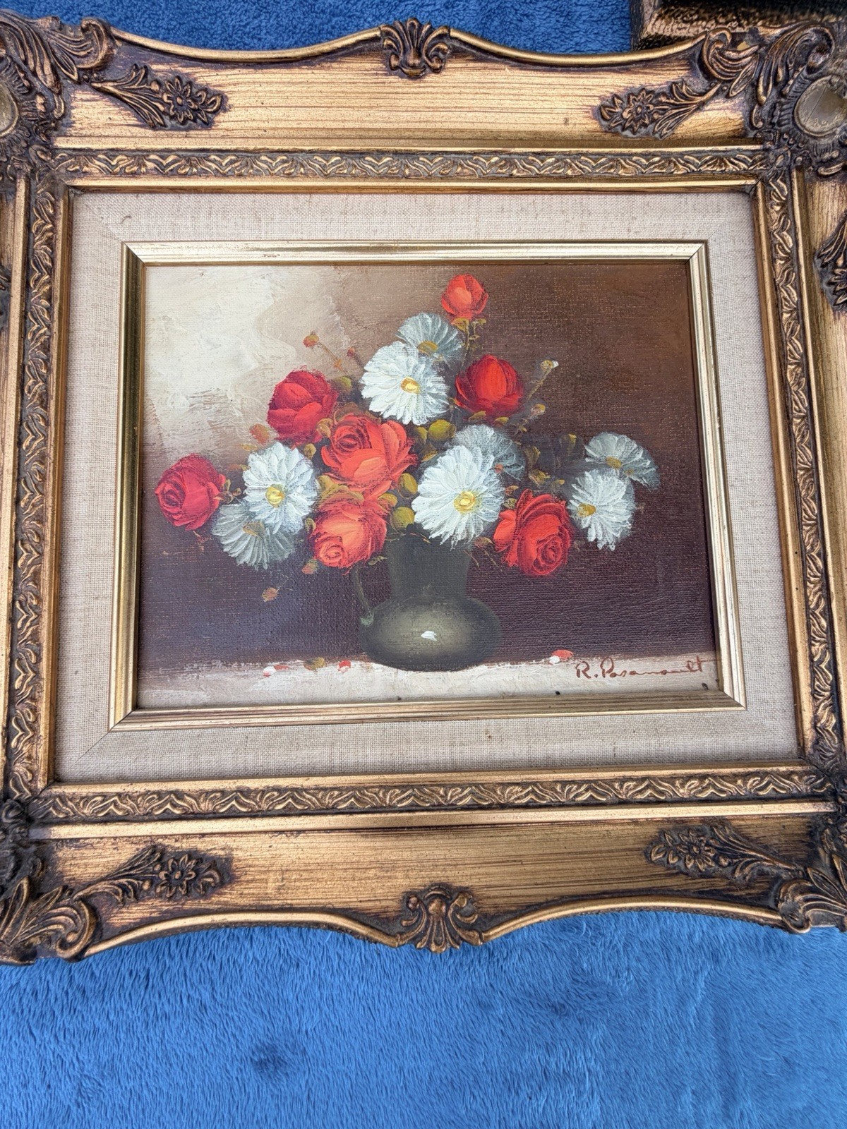 2 – ROY PASANAULT ORIGINAL OIL ON CANVAS FLORAL VASE PAINTINGS SIGNED