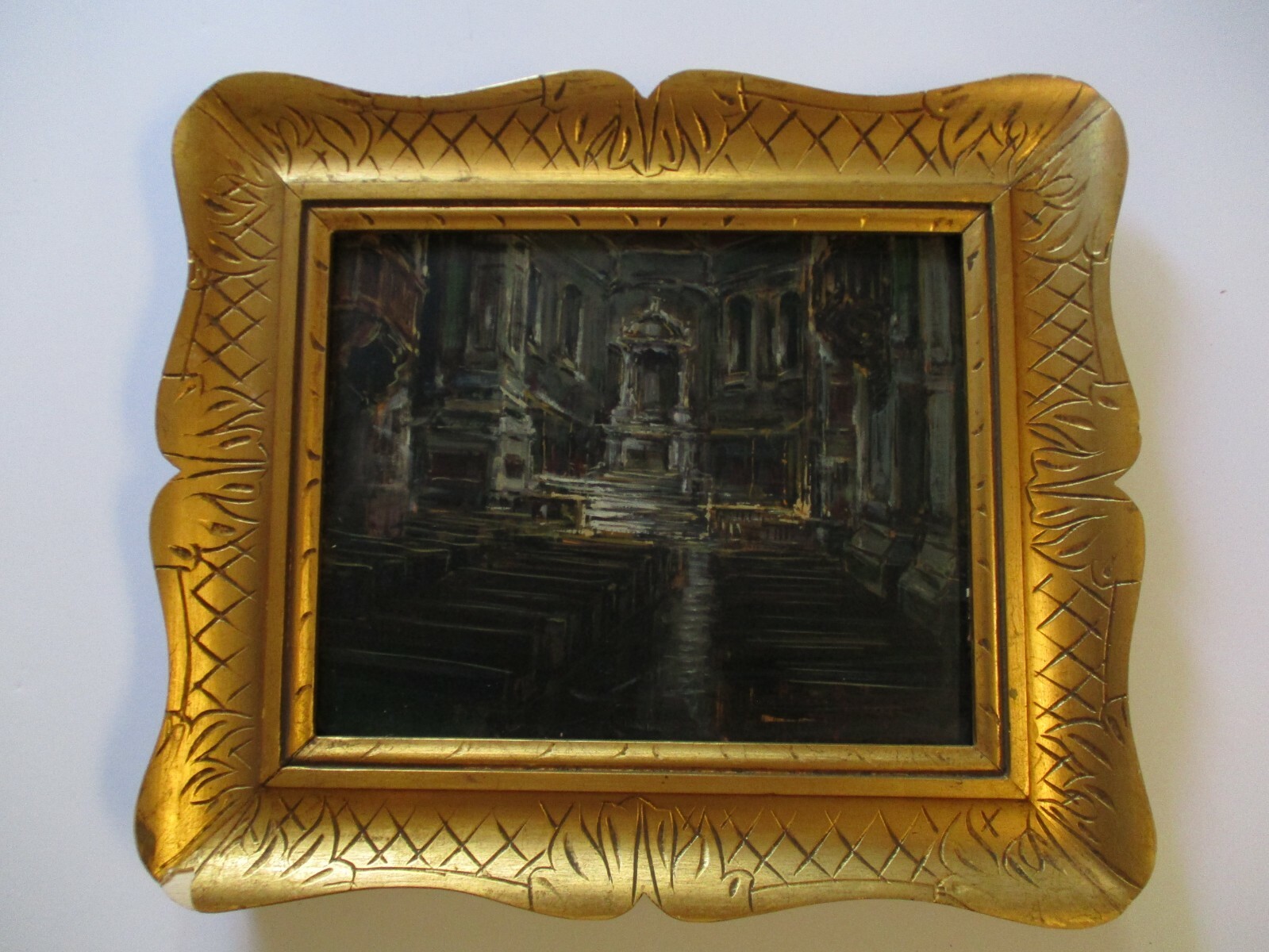 ANDREA PATRISI OIL PAINTING INCREDIBLE ITALIAN CHURCH INTERIOR ICONIC LISTED