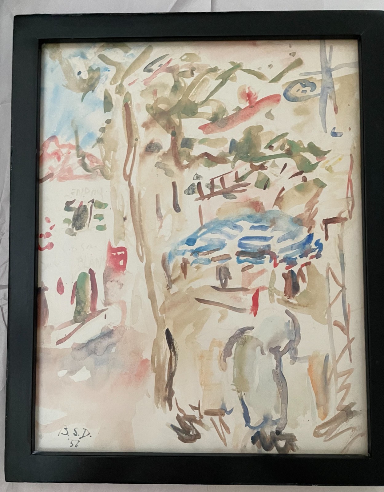 3 Impressionistic Watercolors Paper Signed B.S.D. ’52 ’56 Village Scenes Framed