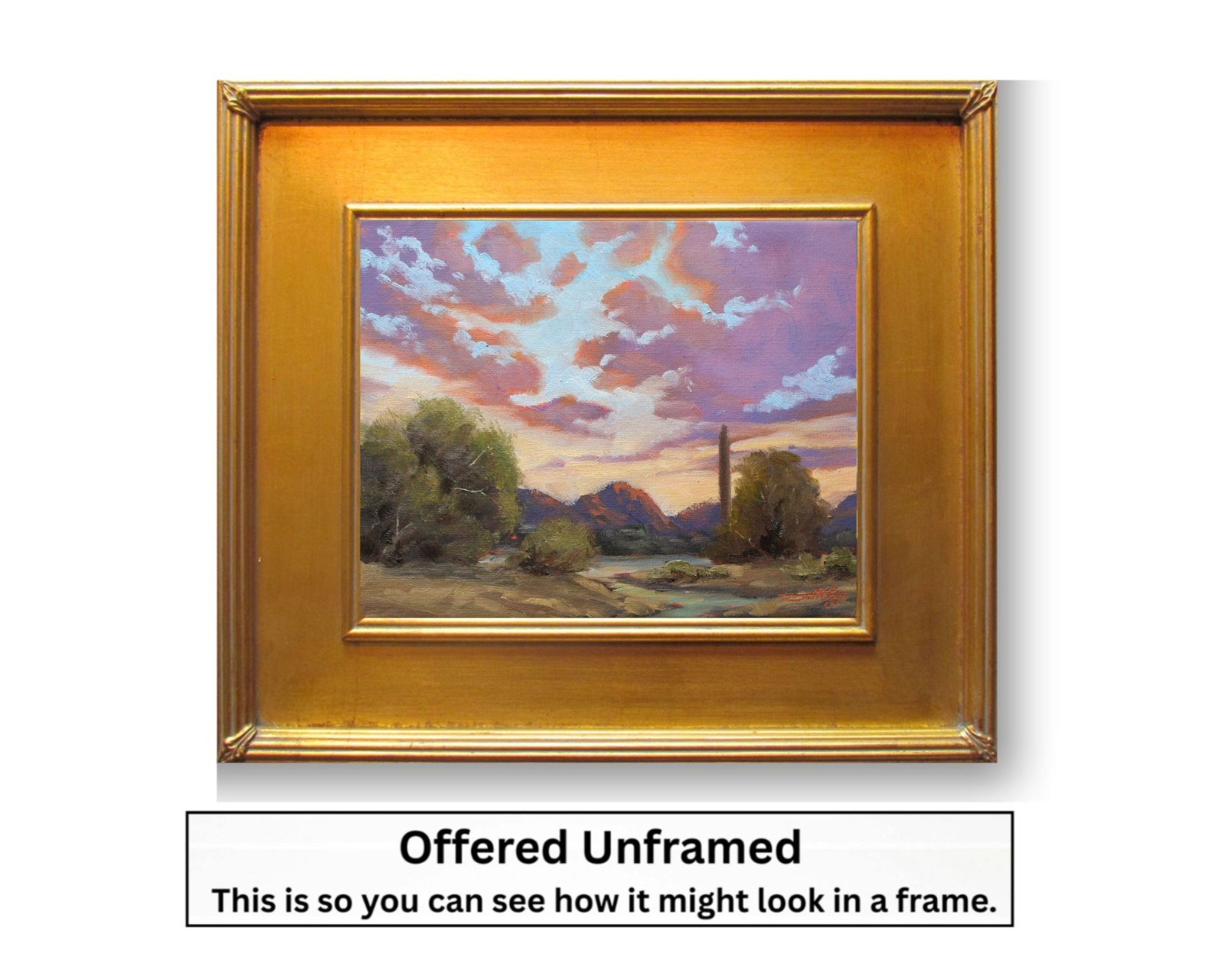 Jeff Love Art 8X10″ Original Oil Painting Arizona Desert Cactus Sky Sunset NEW