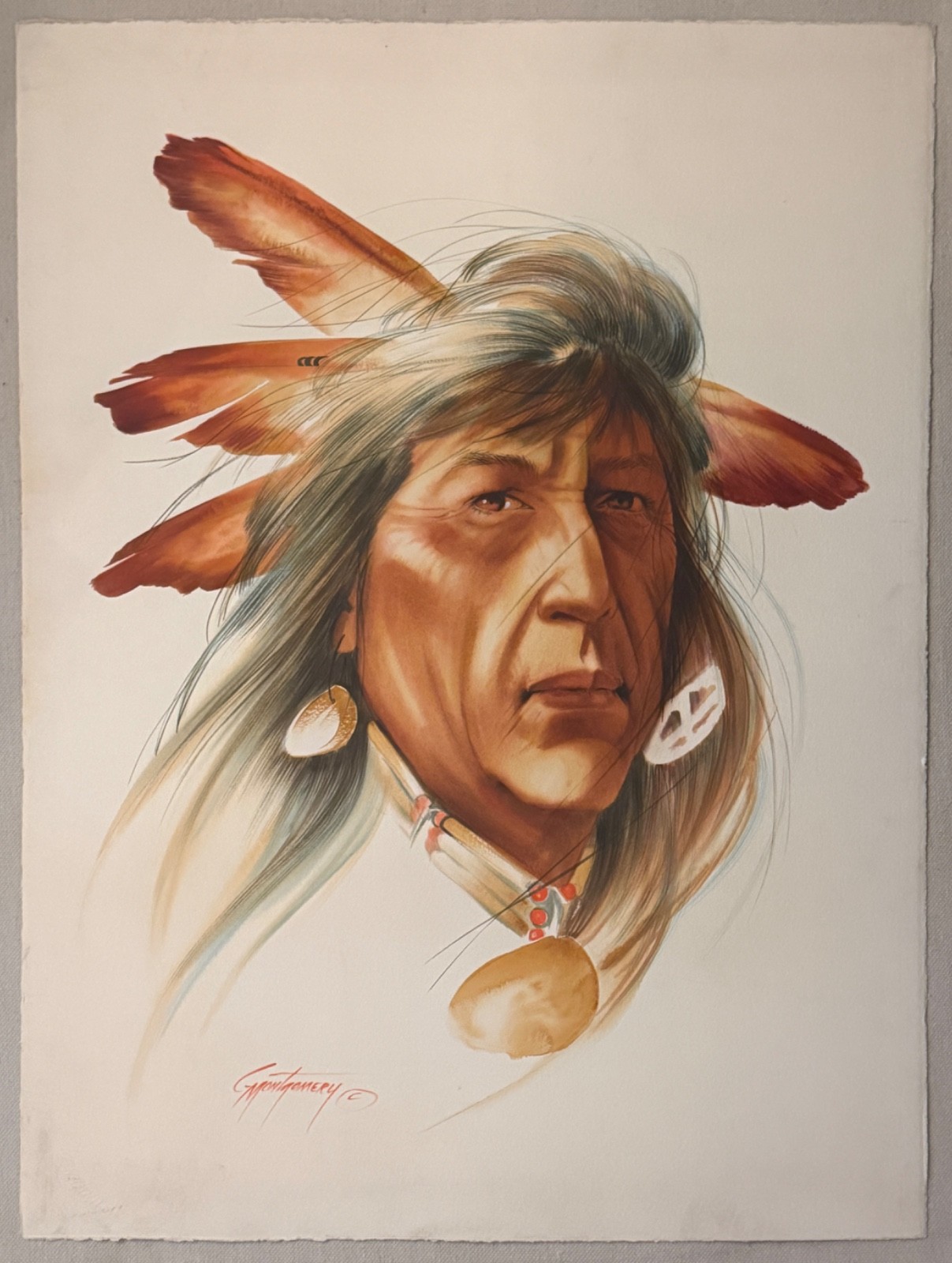 Gary Montgomery Watercolor Seminole Native American Artist