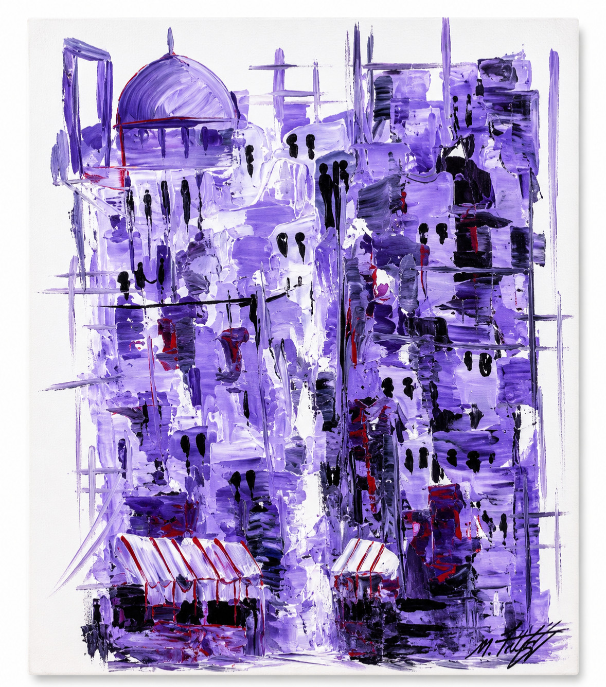 Original Acrylic Cityscape Painting on Canvas Signed Wall Art 30×40 cm