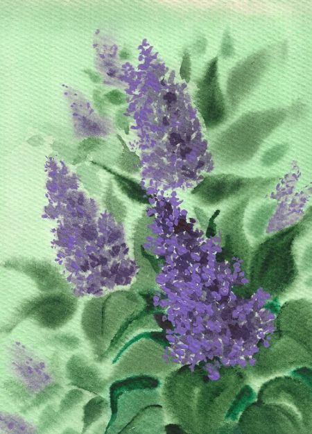 ACEO PRINT OF PAINTING LILAC RYTA FLOWER ART GARDEN SPRING folk art Easter 🌺