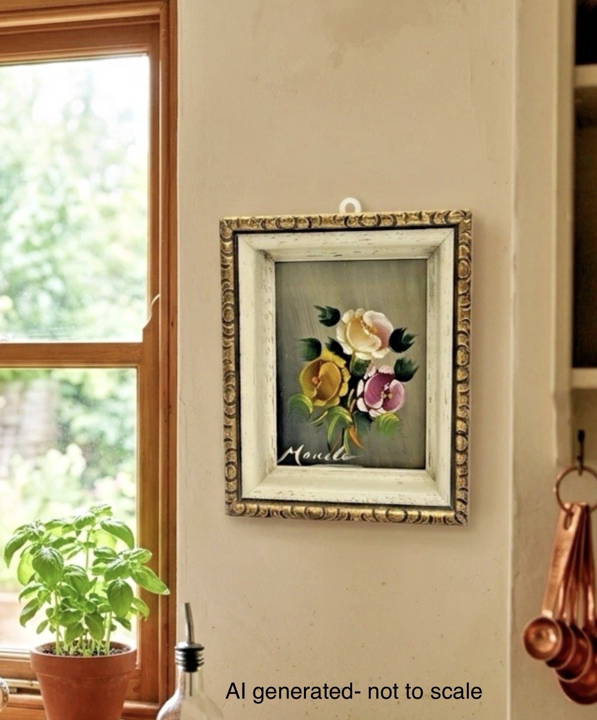 Vintage Verilyn Gallery Hand Painted Floral Art Signed Monila Spain