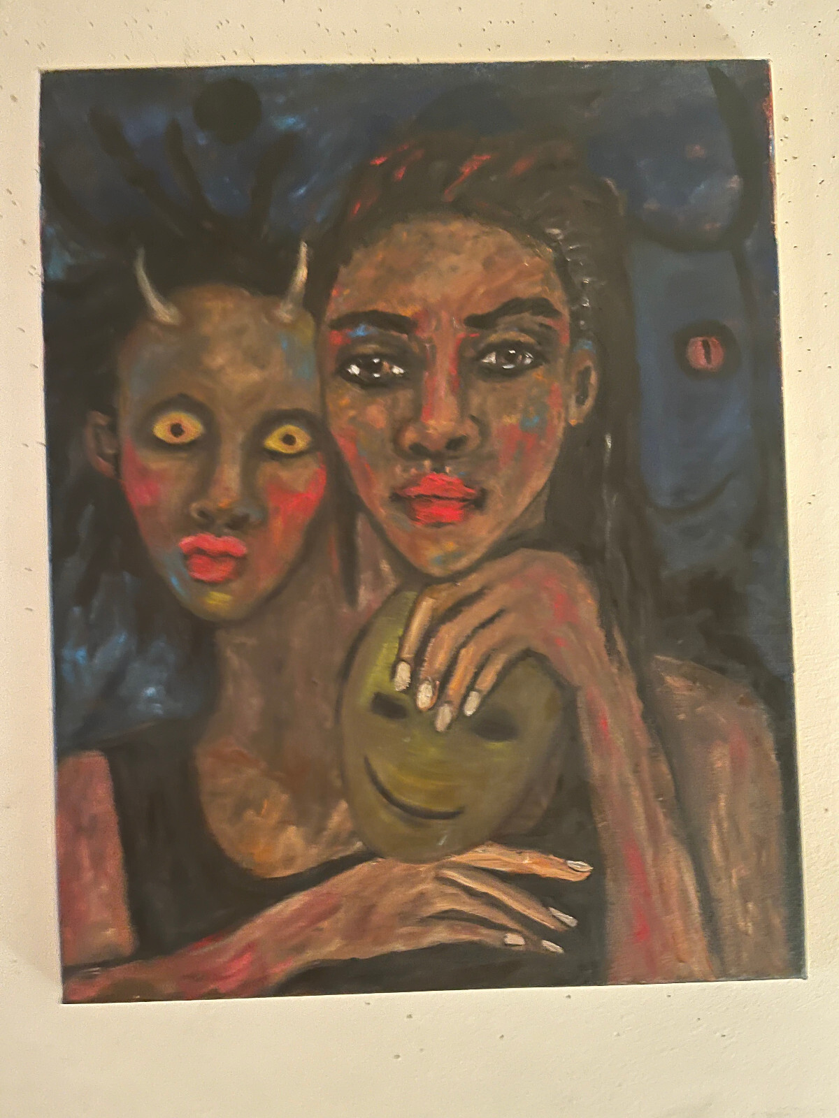 Oil Painting Portrait Outsider Art Primitive Self-Taught African Artist