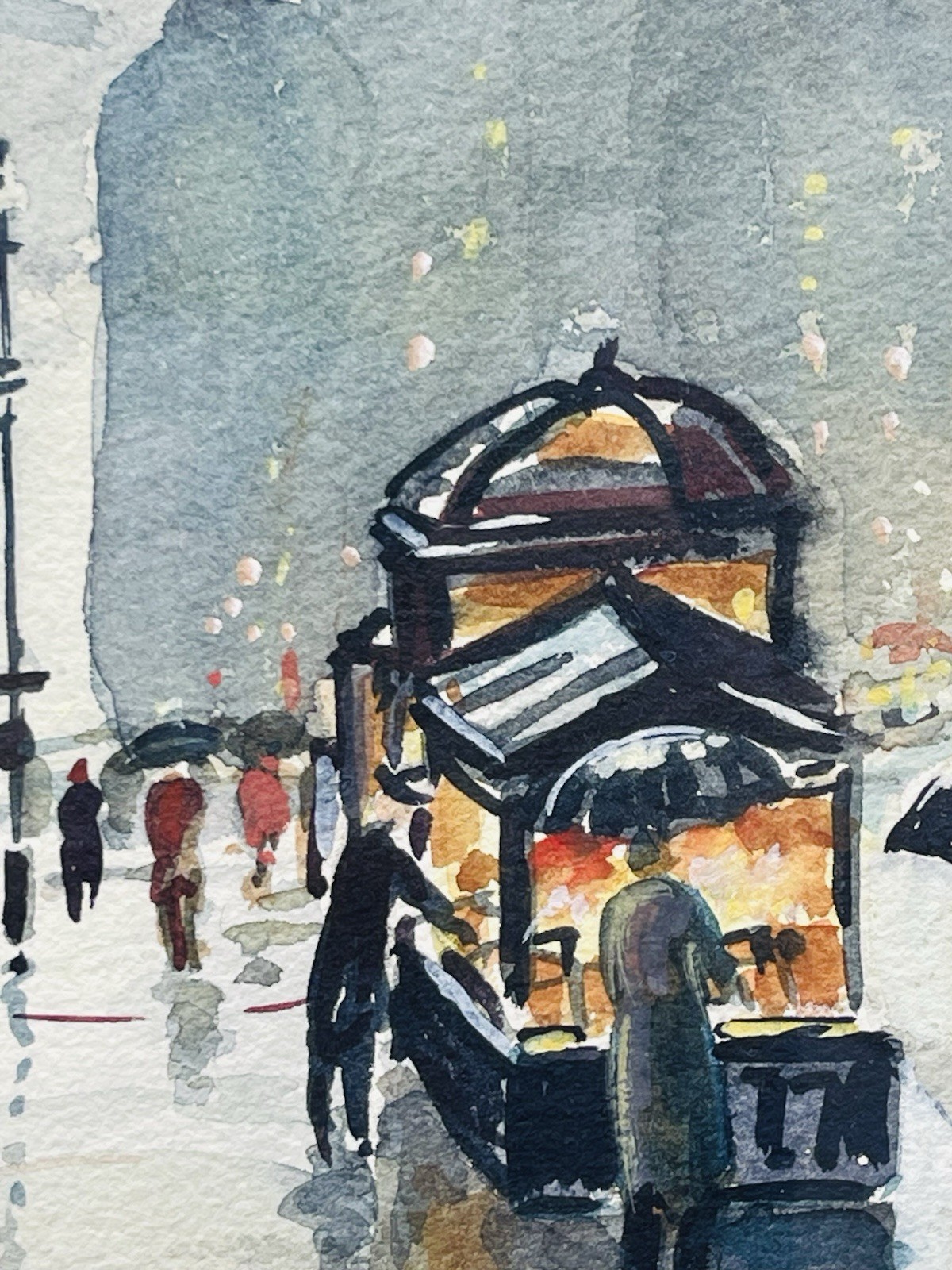 New York Artist Edwin Oman Watercolor. Times Square NYC. Signed. Circa 1950’s
