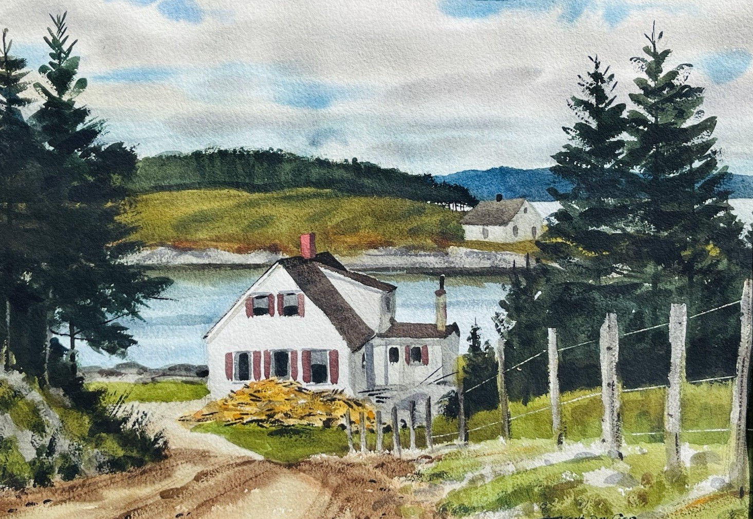 New Jersey Artist Kent Day Coes Signed Watercolor. Saint Margaret’s Bay NS