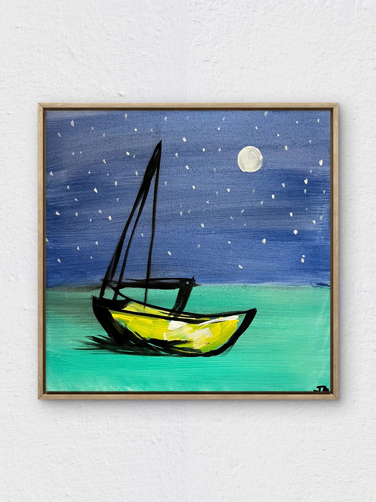 RiverRunArt Original Coastal 12×12 Acrylic Canvas Bedroom Wall Art Painting